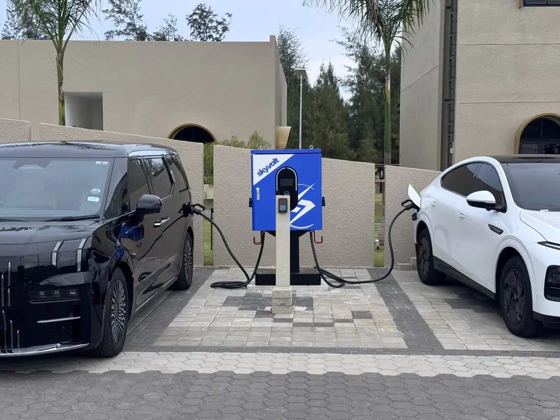 SkyVolt public EV charging station in use